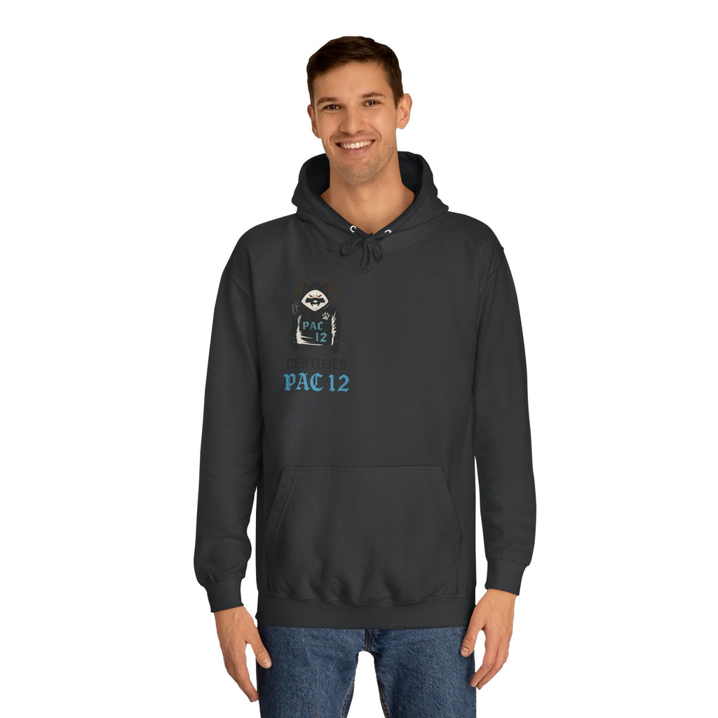 Unisex College Hoodie with Pac 12 Design, Cozy Sweatshirt for College Spirit, Perfect Gift for Students, Campus Wear, Unique Apparel