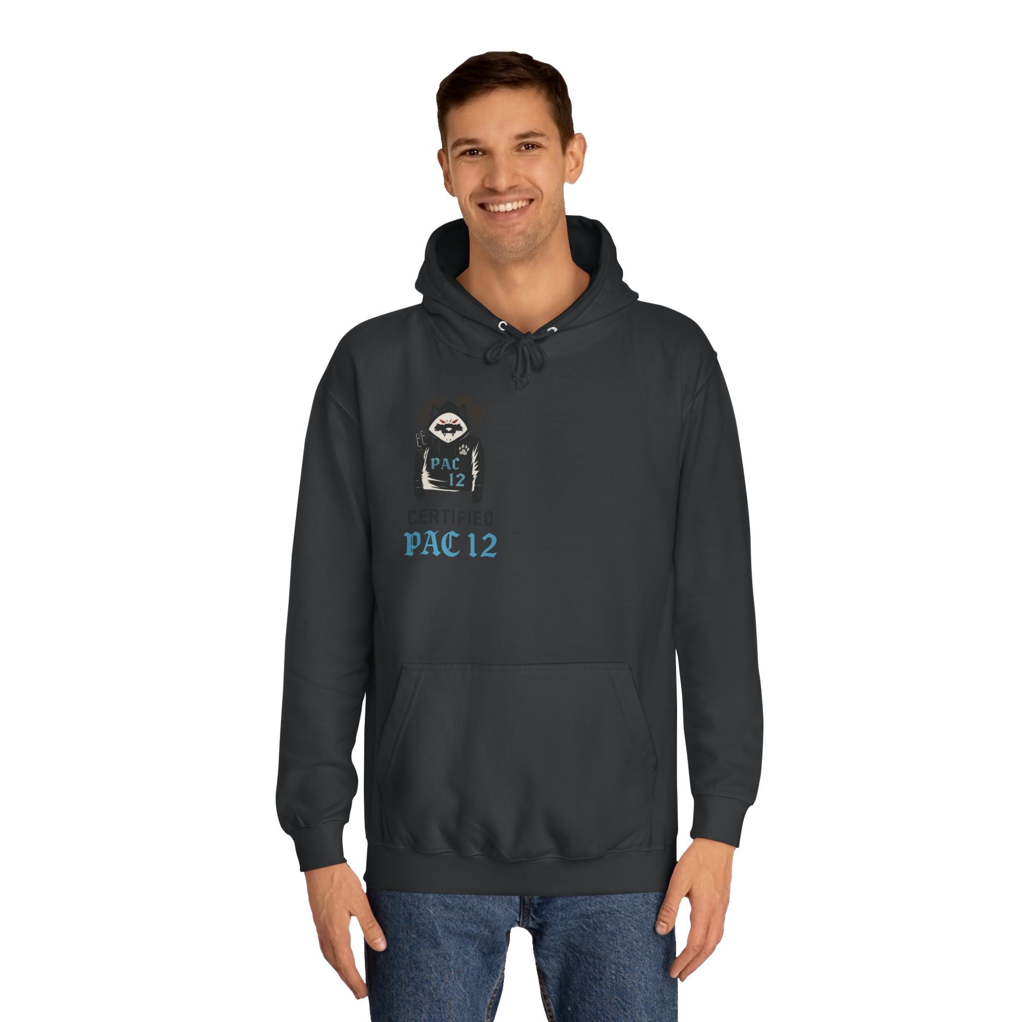 Unisex College Hoodie with Pac 12 Design, Cozy Sweatshirt for College Spirit, Perfect Gift for Students, Campus Wear, Unique Apparel