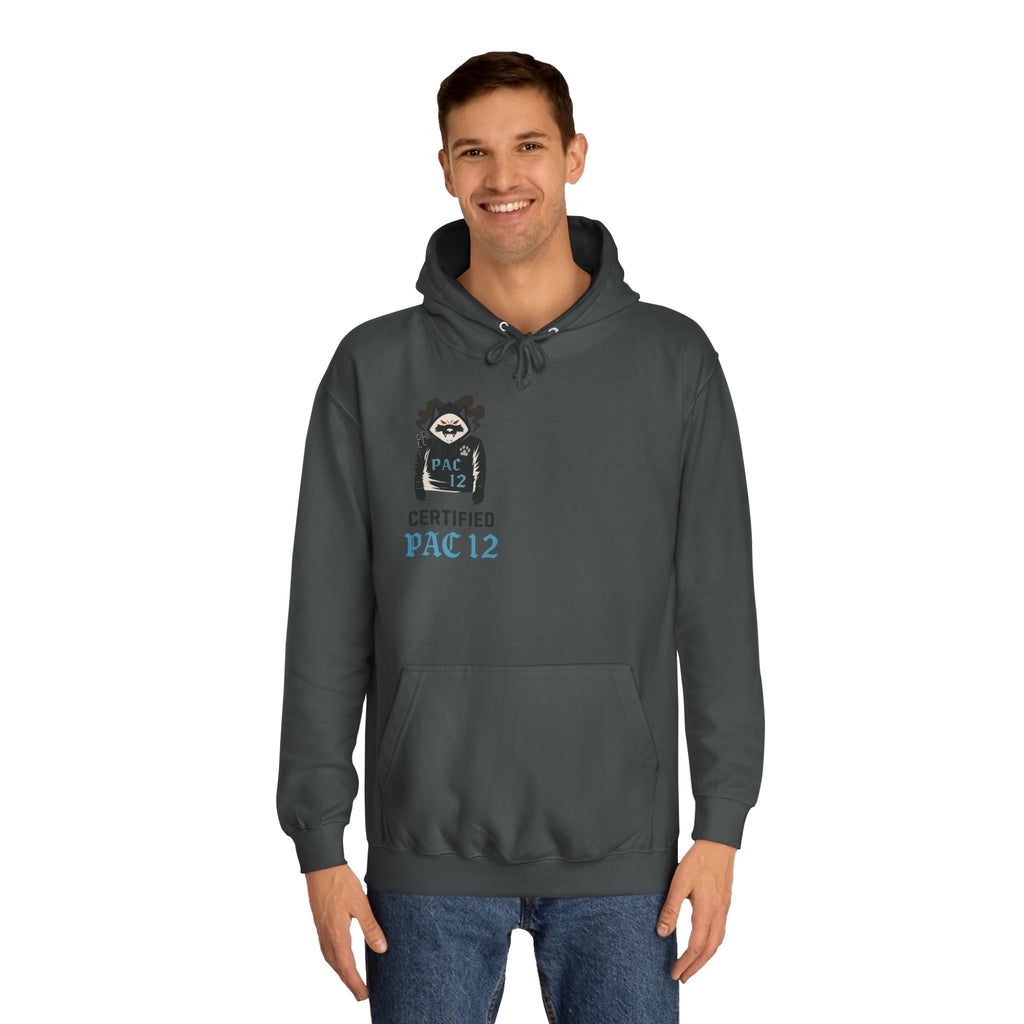 Unisex College Hoodie with Pac 12 Design, Cozy Sweatshirt for College Spirit, Perfect Gift for Students, Campus Wear, Unique Apparel