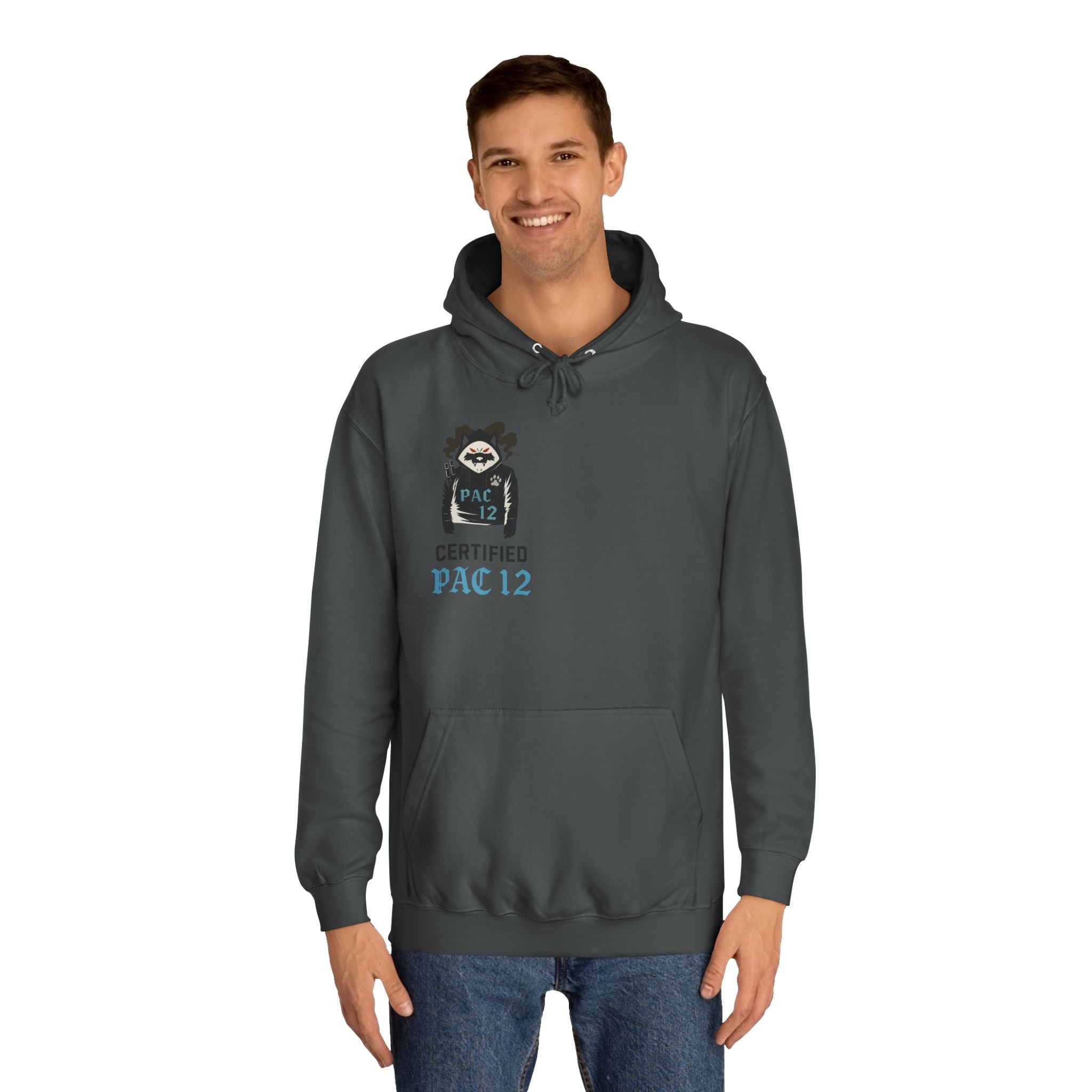 Unisex College Hoodie with Pac 12 Design, Cozy Sweatshirt for College Spirit, Perfect Gift for Students, Campus Wear, Unique Apparel