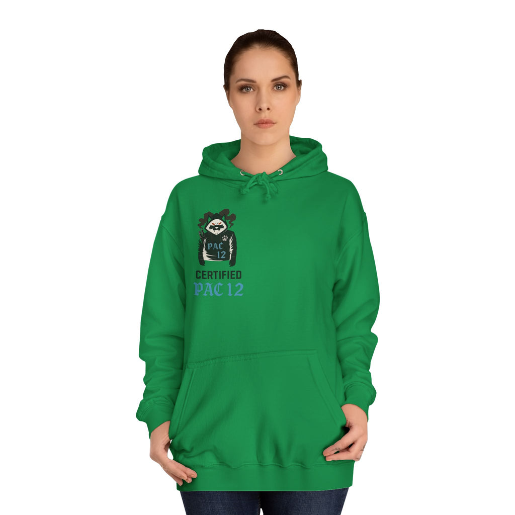Unisex College Hoodie with Pac 12 Design, Cozy Sweatshirt for College Spirit, Perfect Gift for Students, Campus Wear, Unique Apparel
