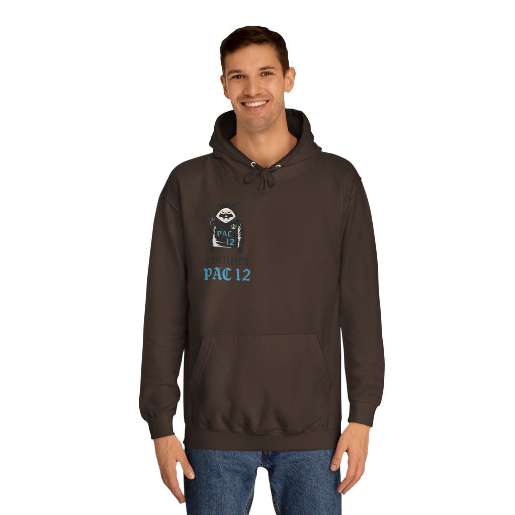 Unisex College Hoodie with Pac 12 Design, Cozy Sweatshirt for College Spirit, Perfect Gift for Students, Campus Wear, Unique Apparel