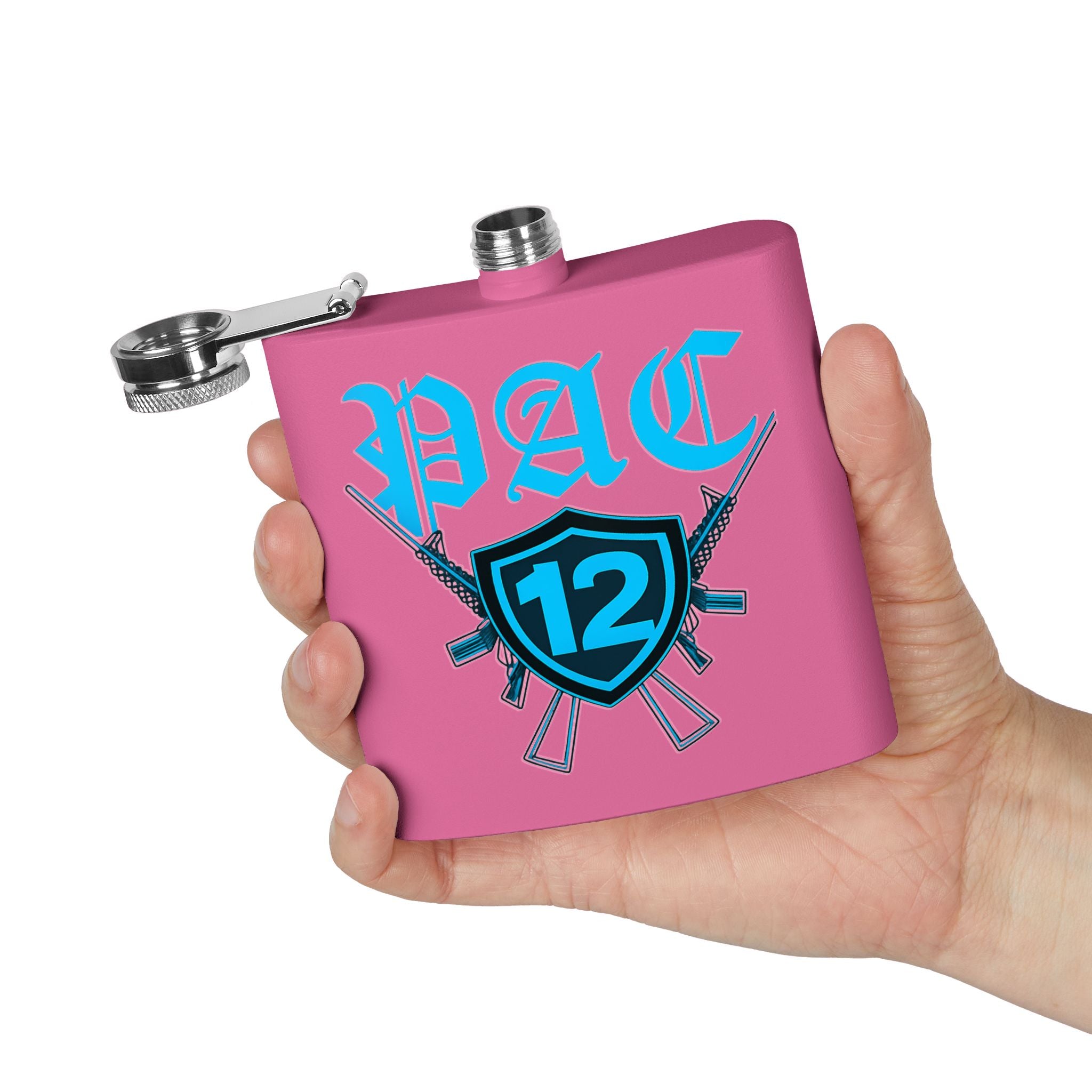 Personalized PAC 12 Stainless Steel Flask, 6oz - Perfect for Celebrations, Gifts, Tailgating, and Outdoor Adventures