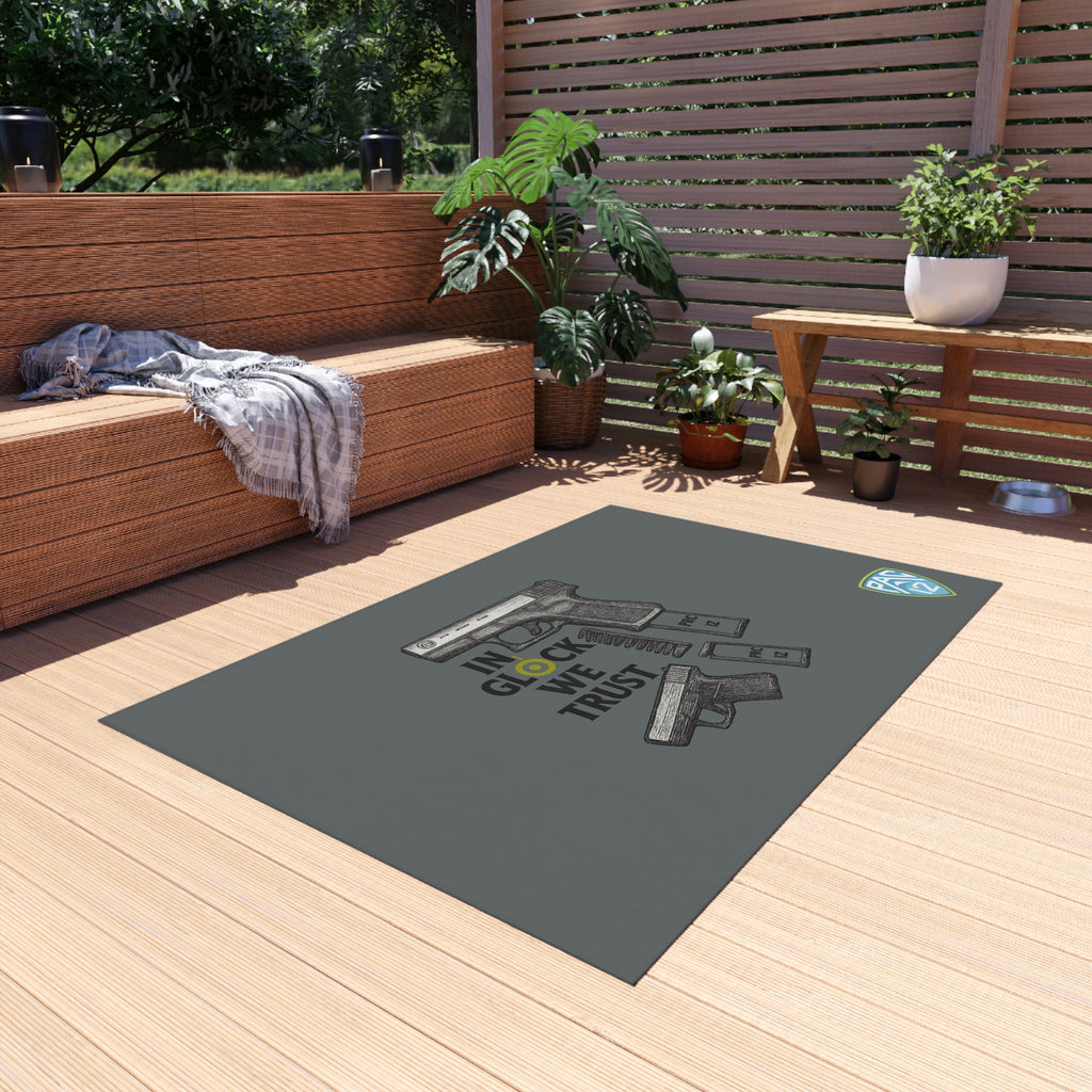 Gun-Themed Outdoor Rug, Ideal for Gun Lovers, Rug for Patios, Home Decor, Man Cave Accessory, Gift for Gun Enthusiasts