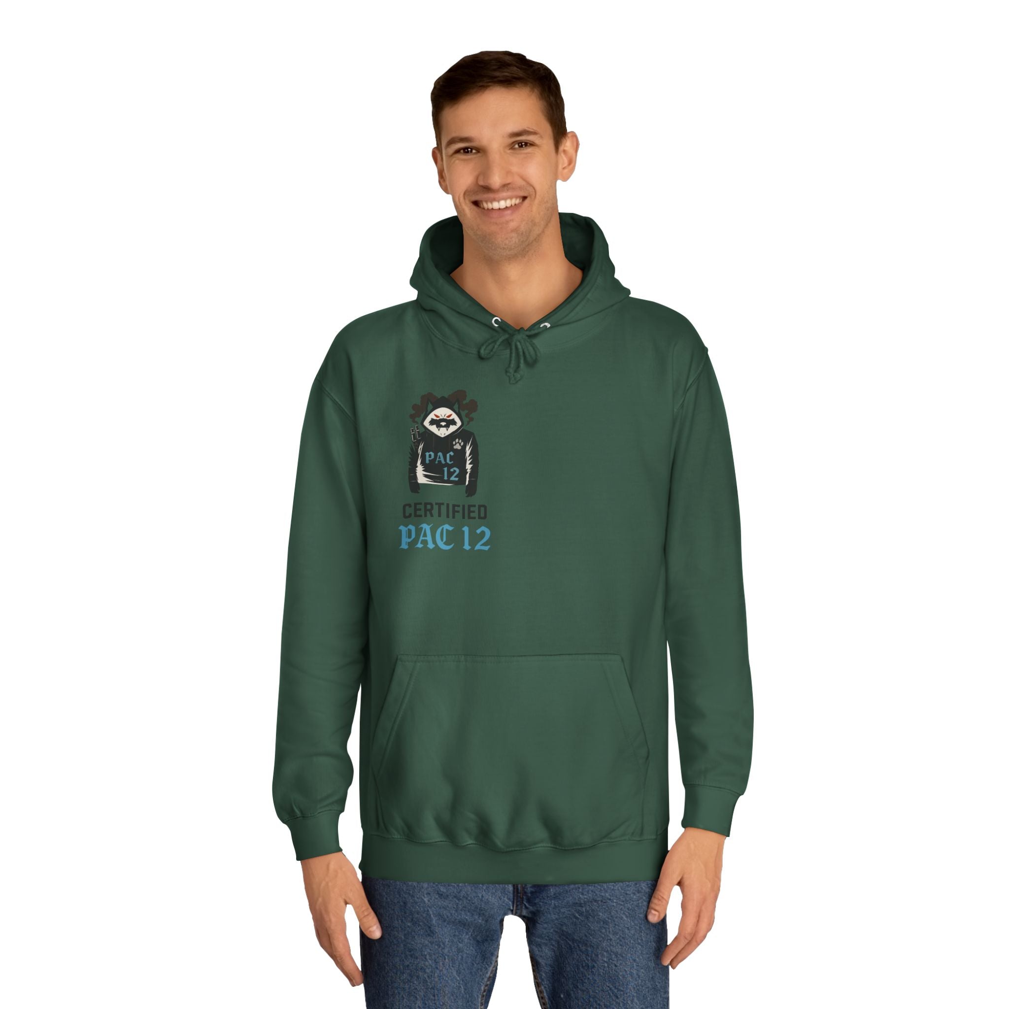 Unisex College Hoodie with Pac 12 Design, Cozy Sweatshirt for College Spirit, Perfect Gift for Students, Campus Wear, Unique Apparel