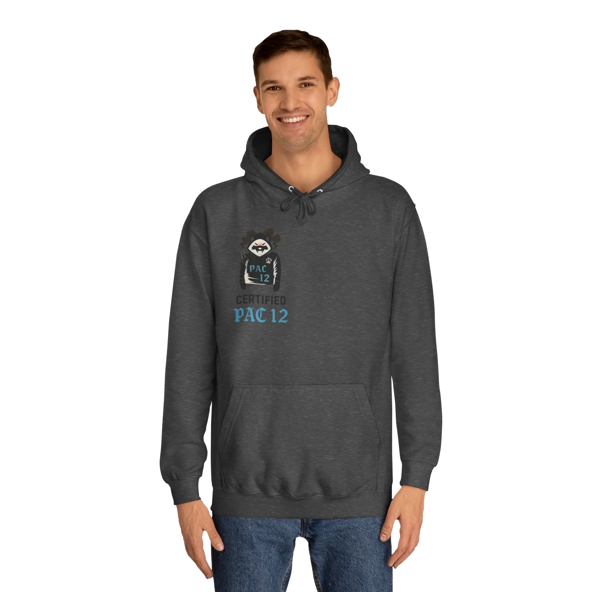 Unisex College Hoodie with Pac 12 Design, Cozy Sweatshirt for College Spirit, Perfect Gift for Students, Campus Wear, Unique Apparel