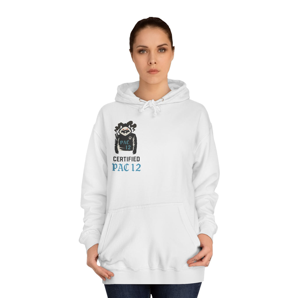 Unisex College Hoodie with Pac 12 Design, Cozy Sweatshirt for College Spirit, Perfect Gift for Students, Campus Wear, Unique Apparel