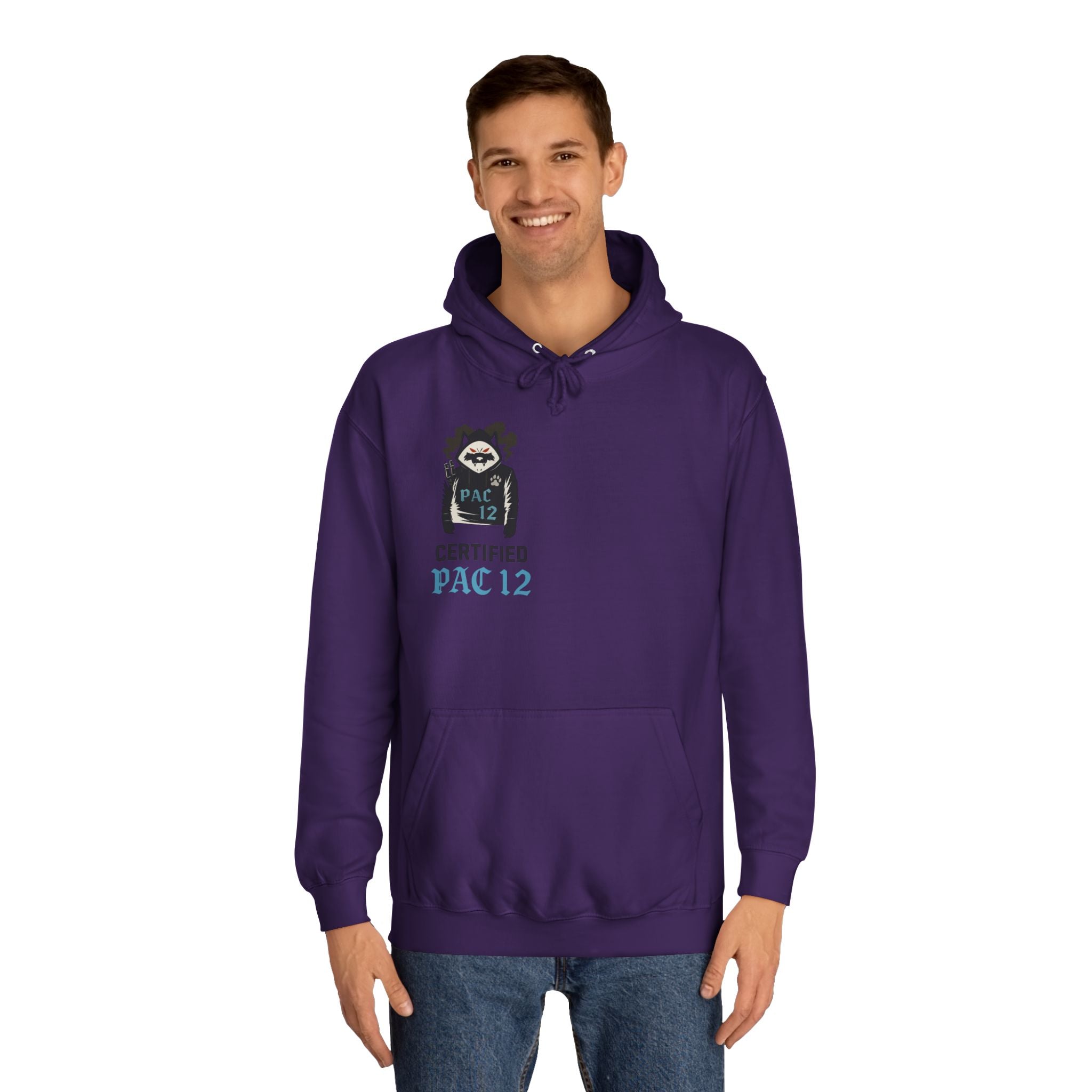 Unisex College Hoodie with Pac 12 Design, Cozy Sweatshirt for College Spirit, Perfect Gift for Students, Campus Wear, Unique Apparel