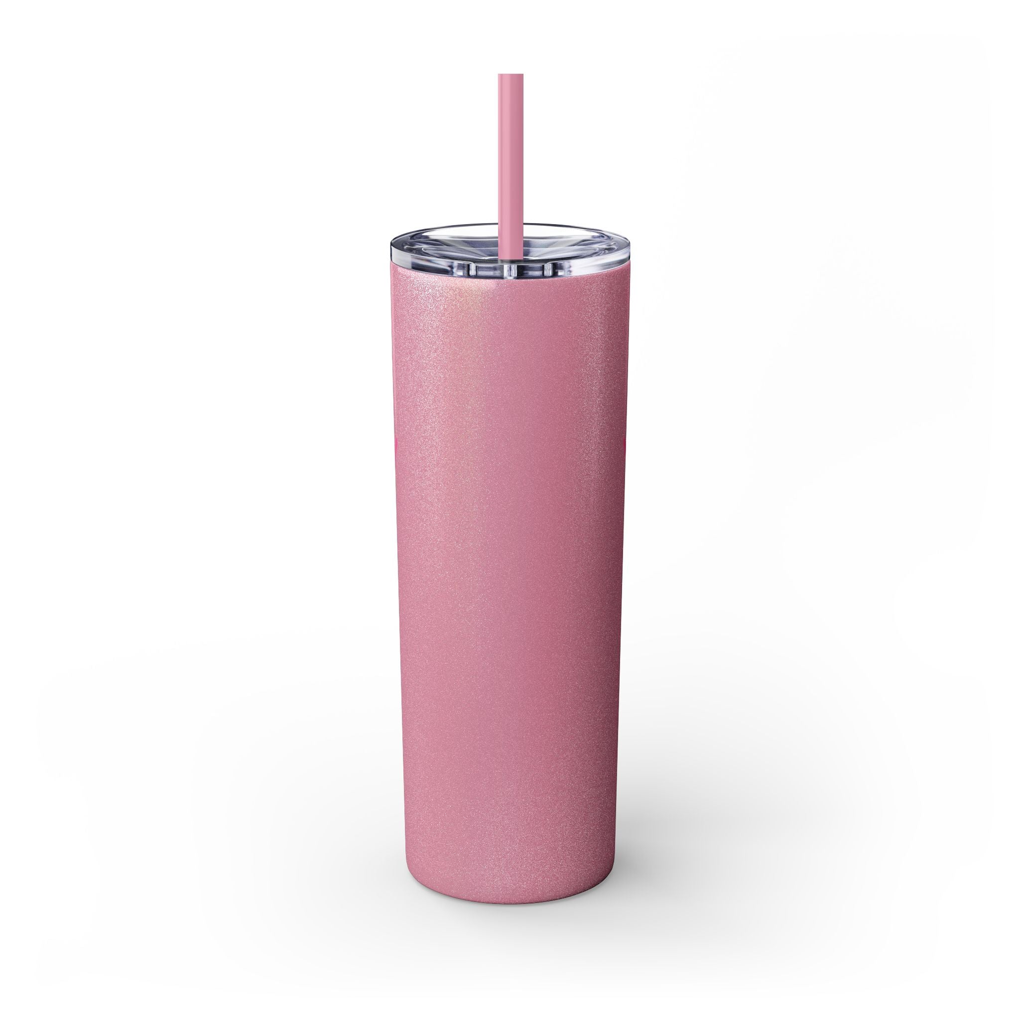 Custom Pink Shield Skinny Tumbler with Straw 20oz, Personalized Drinkware, Graduation Gift, College Student Mug, Sport Team Travel Cup