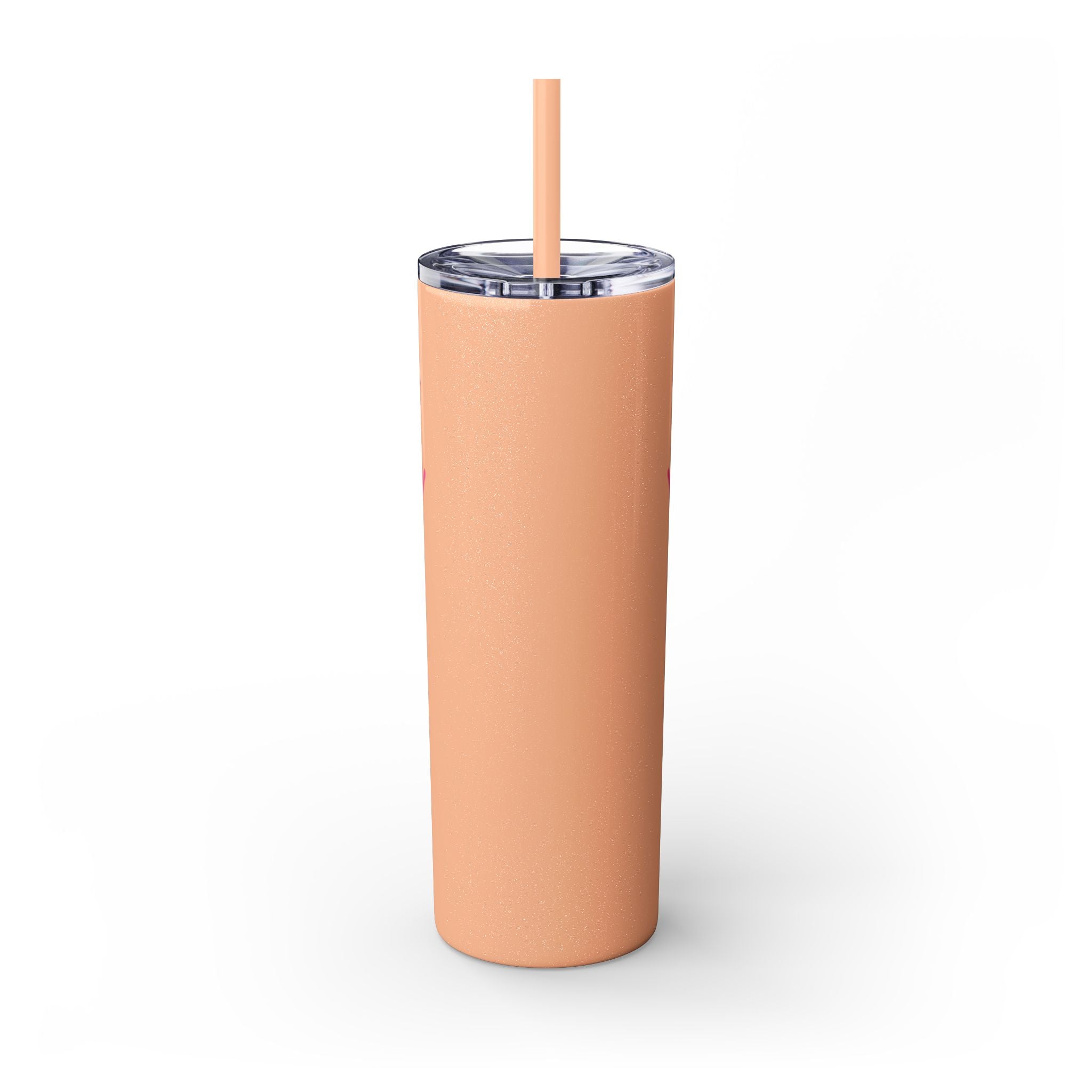 Custom Pink Shield Skinny Tumbler with Straw 20oz, Personalized Drinkware, Graduation Gift, College Student Mug, Sport Team Travel Cup