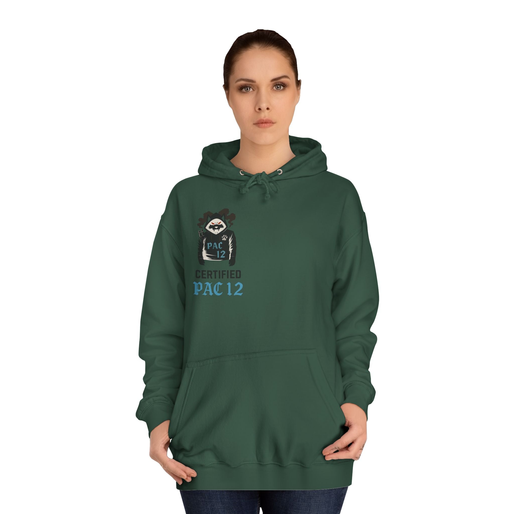 Unisex College Hoodie with Pac 12 Design, Cozy Sweatshirt for College Spirit, Perfect Gift for Students, Campus Wear, Unique Apparel