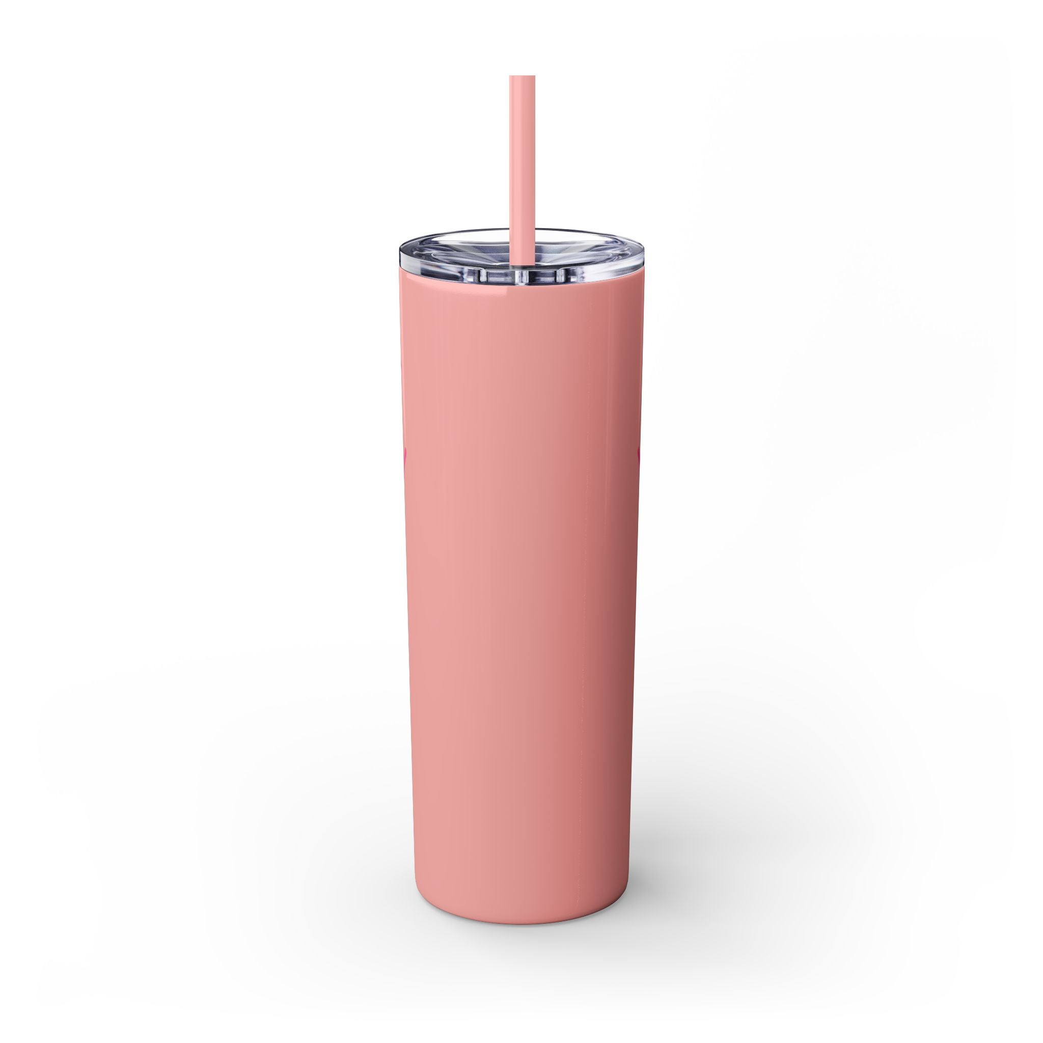 Custom Pink Shield Skinny Tumbler with Straw 20oz, Personalized Drinkware, Graduation Gift, College Student Mug, Sport Team Travel Cup