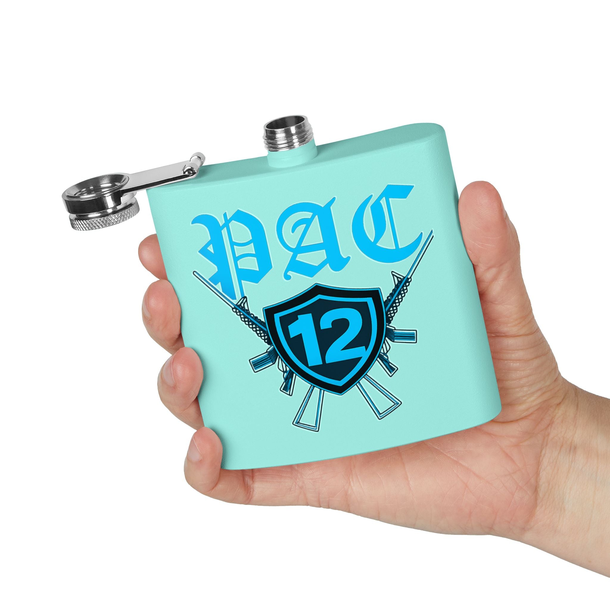 Personalized PAC 12 Stainless Steel Flask, 6oz - Perfect for Celebrations, Gifts, Tailgating, and Outdoor Adventures