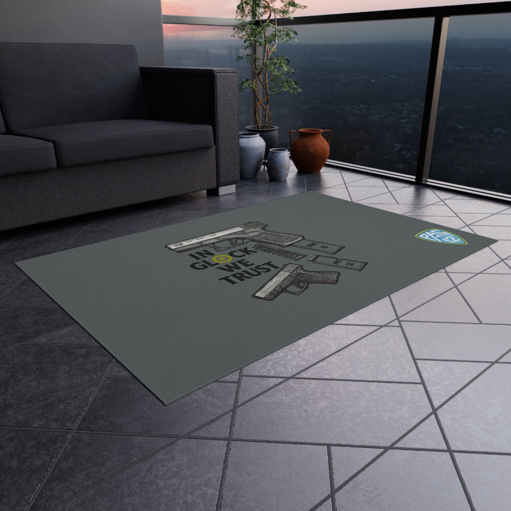 Gun-Themed Outdoor Rug, Ideal for Gun Lovers, Rug for Patios, Home Decor, Man Cave Accessory, Gift for Gun Enthusiasts