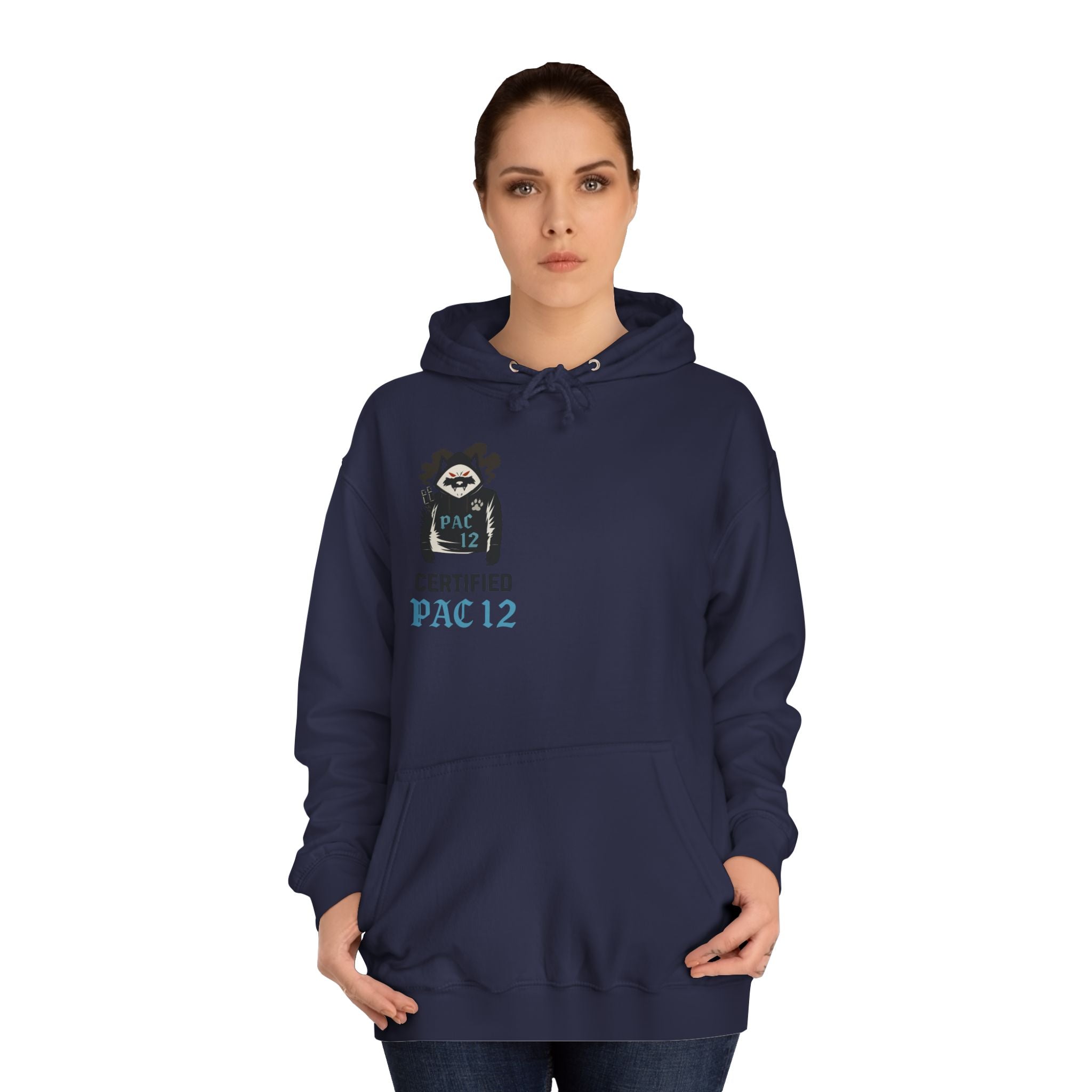 Unisex College Hoodie with Pac 12 Design, Cozy Sweatshirt for College Spirit, Perfect Gift for Students, Campus Wear, Unique Apparel