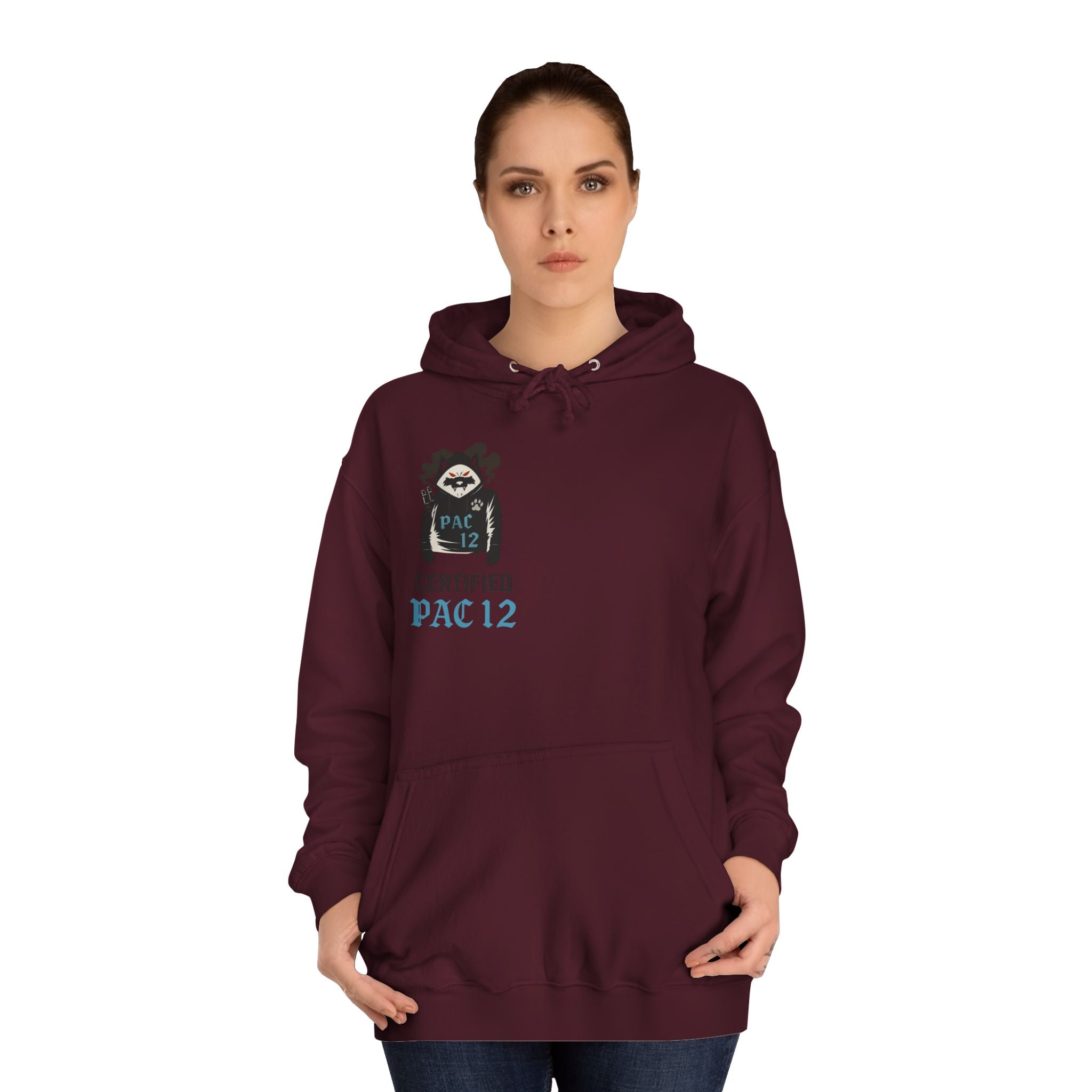 Unisex College Hoodie with Pac 12 Design, Cozy Sweatshirt for College Spirit, Perfect Gift for Students, Campus Wear, Unique Apparel
