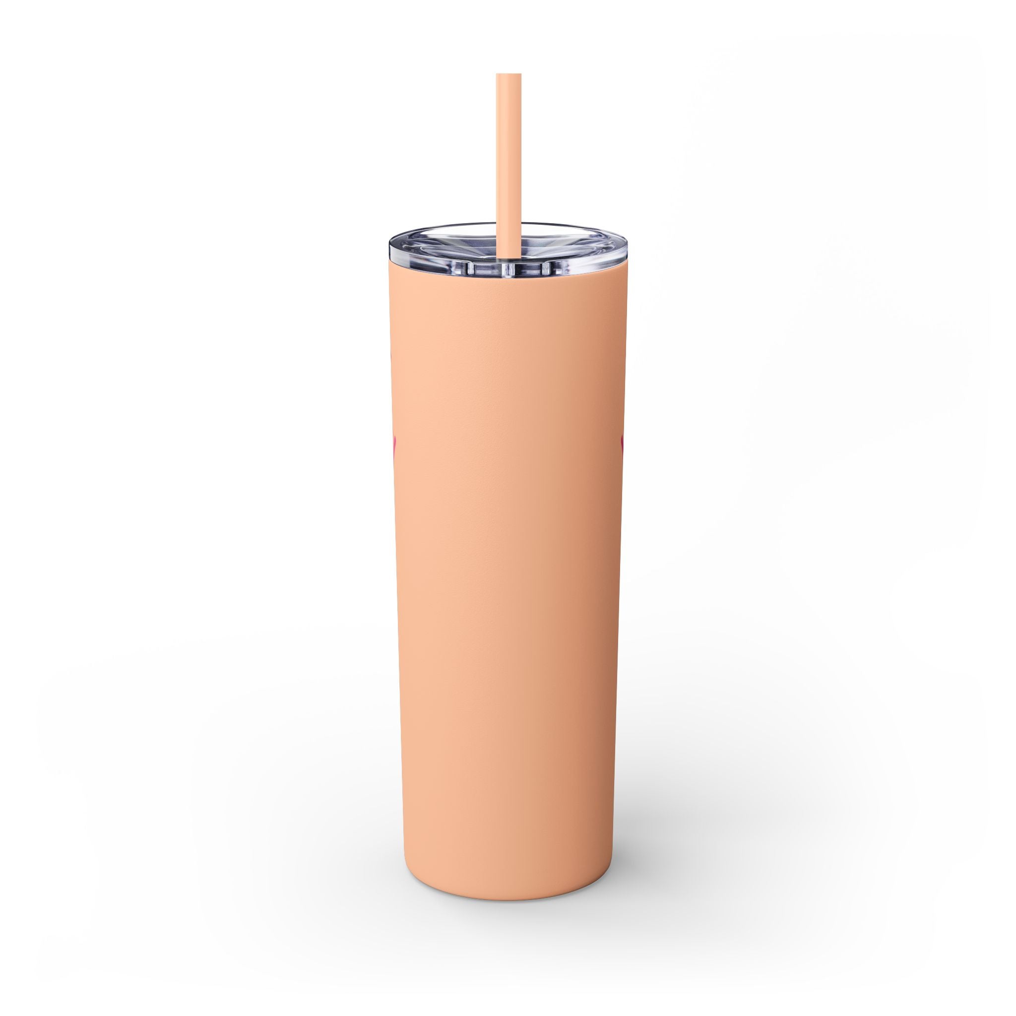 Custom Pink Shield Skinny Tumbler with Straw 20oz, Personalized Drinkware, Graduation Gift, College Student Mug, Sport Team Travel Cup