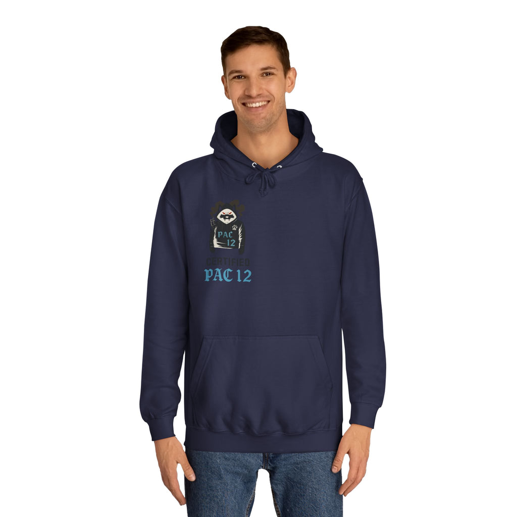 Unisex College Hoodie with Pac 12 Design, Cozy Sweatshirt for College Spirit, Perfect Gift for Students, Campus Wear, Unique Apparel