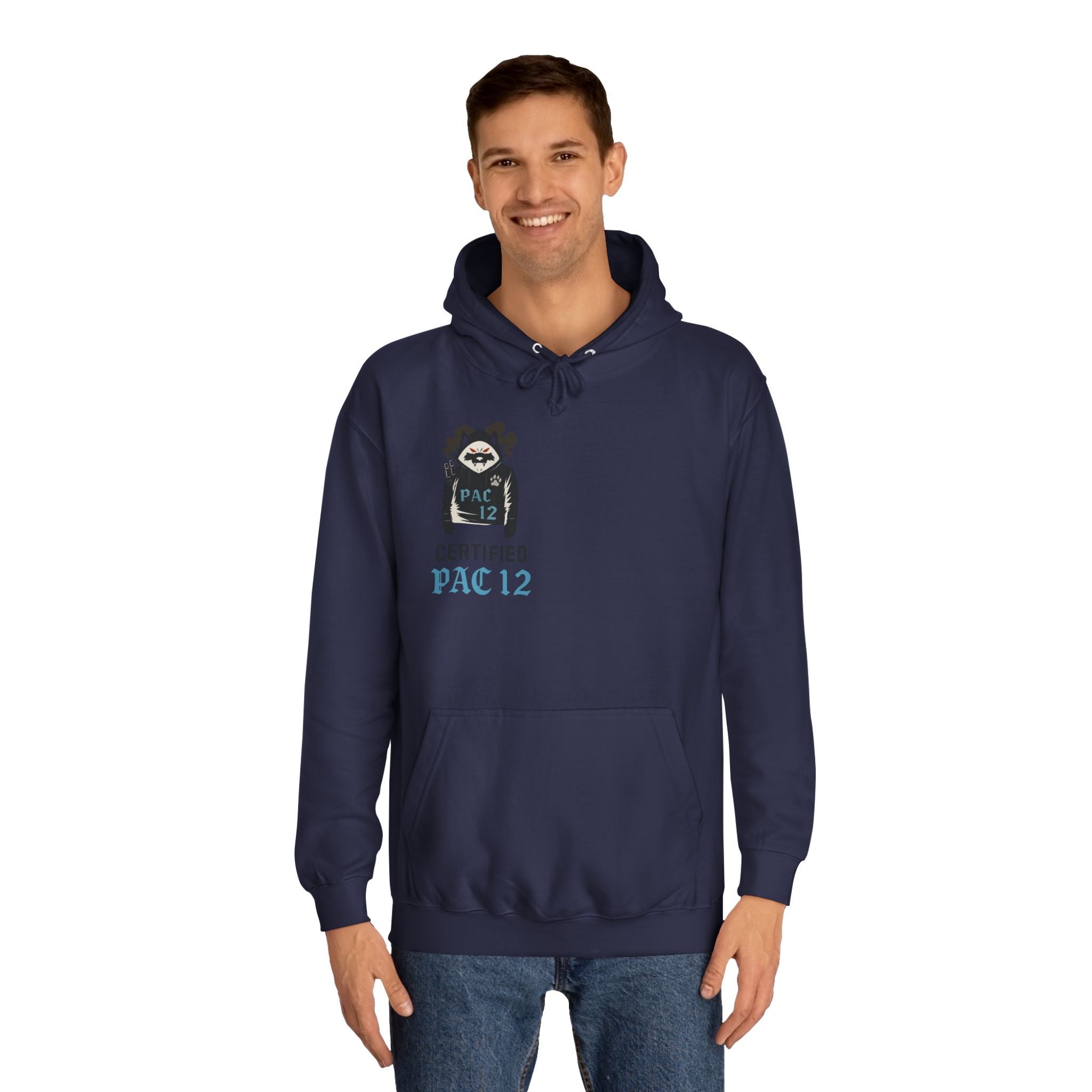 Unisex College Hoodie with Pac 12 Design, Cozy Sweatshirt for College Spirit, Perfect Gift for Students, Campus Wear, Unique Apparel