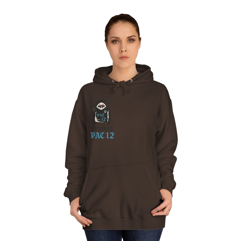 Unisex College Hoodie with Pac 12 Design, Cozy Sweatshirt for College Spirit, Perfect Gift for Students, Campus Wear, Unique Apparel
