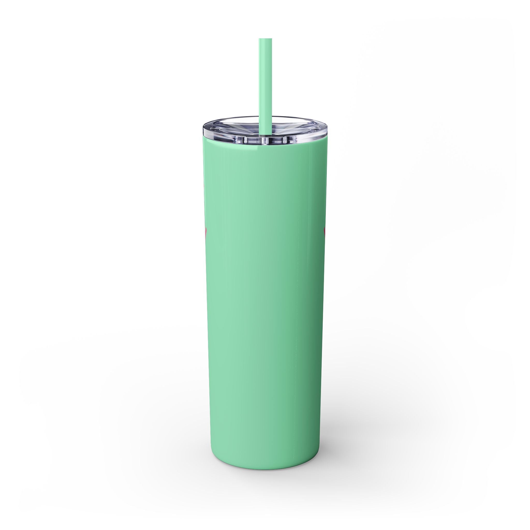 Custom Pink Shield Skinny Tumbler with Straw 20oz, Personalized Drinkware, Graduation Gift, College Student Mug, Sport Team Travel Cup