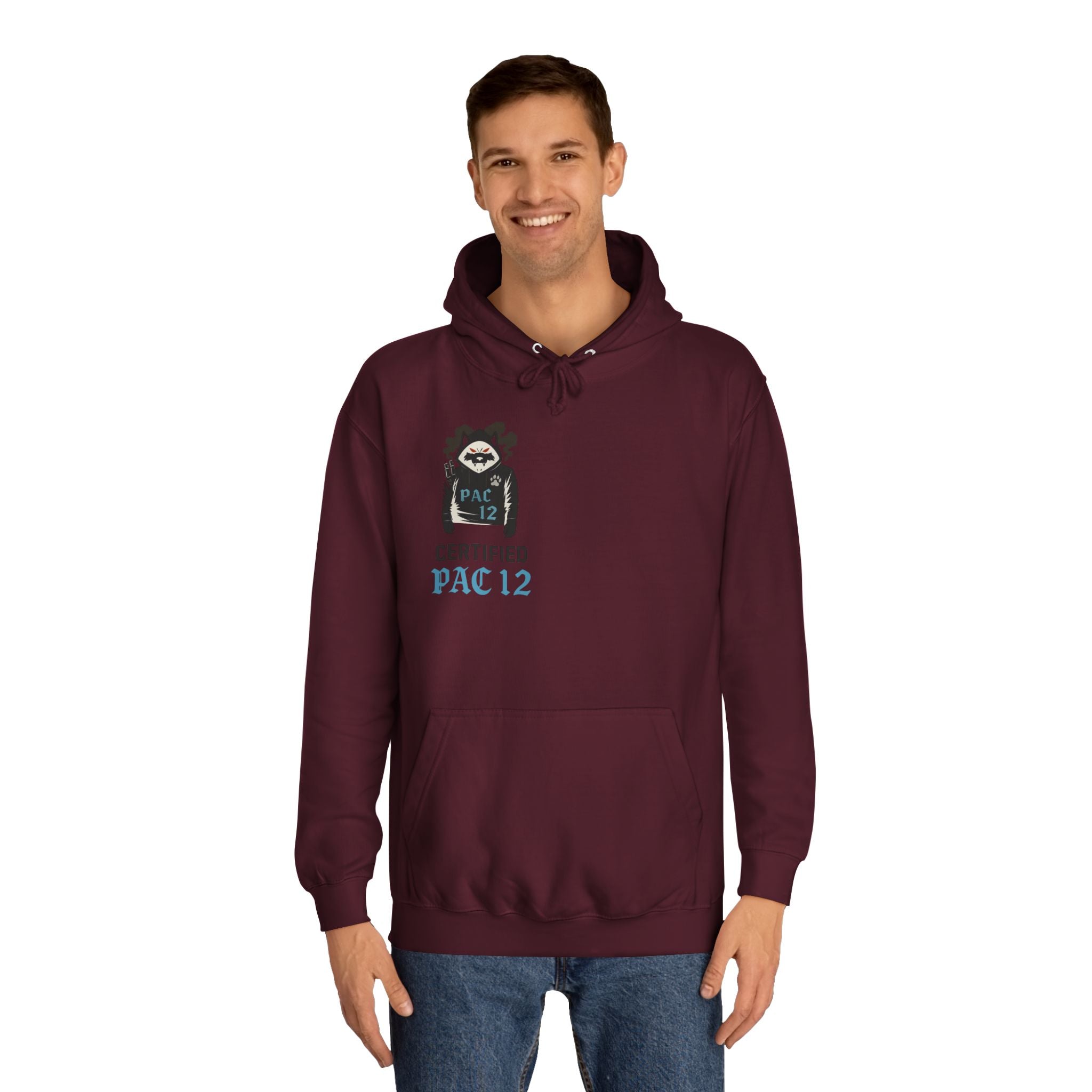 Unisex College Hoodie with Pac 12 Design, Cozy Sweatshirt for College Spirit, Perfect Gift for Students, Campus Wear, Unique Apparel
