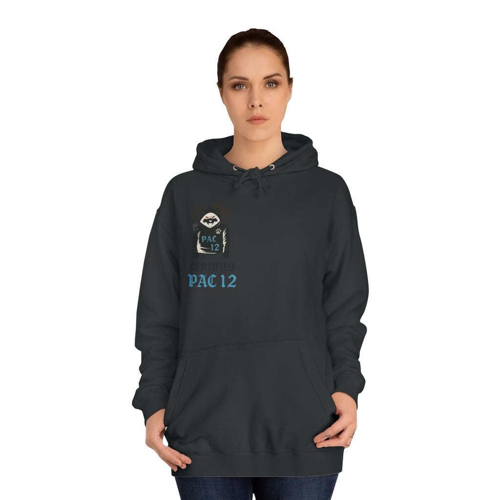 Unisex College Hoodie with Pac 12 Design, Cozy Sweatshirt for College Spirit, Perfect Gift for Students, Campus Wear, Unique Apparel