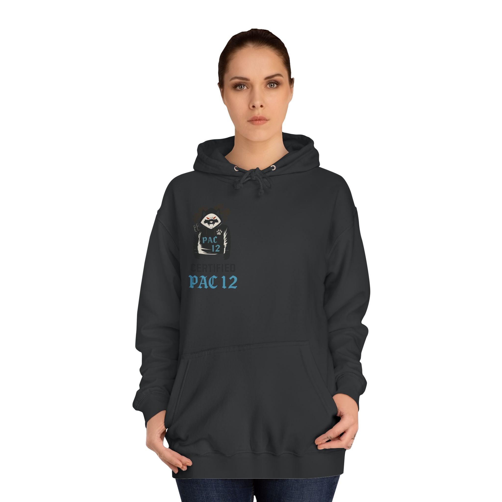 Unisex College Hoodie with Pac 12 Design, Cozy Sweatshirt for College Spirit, Perfect Gift for Students, Campus Wear, Unique Apparel