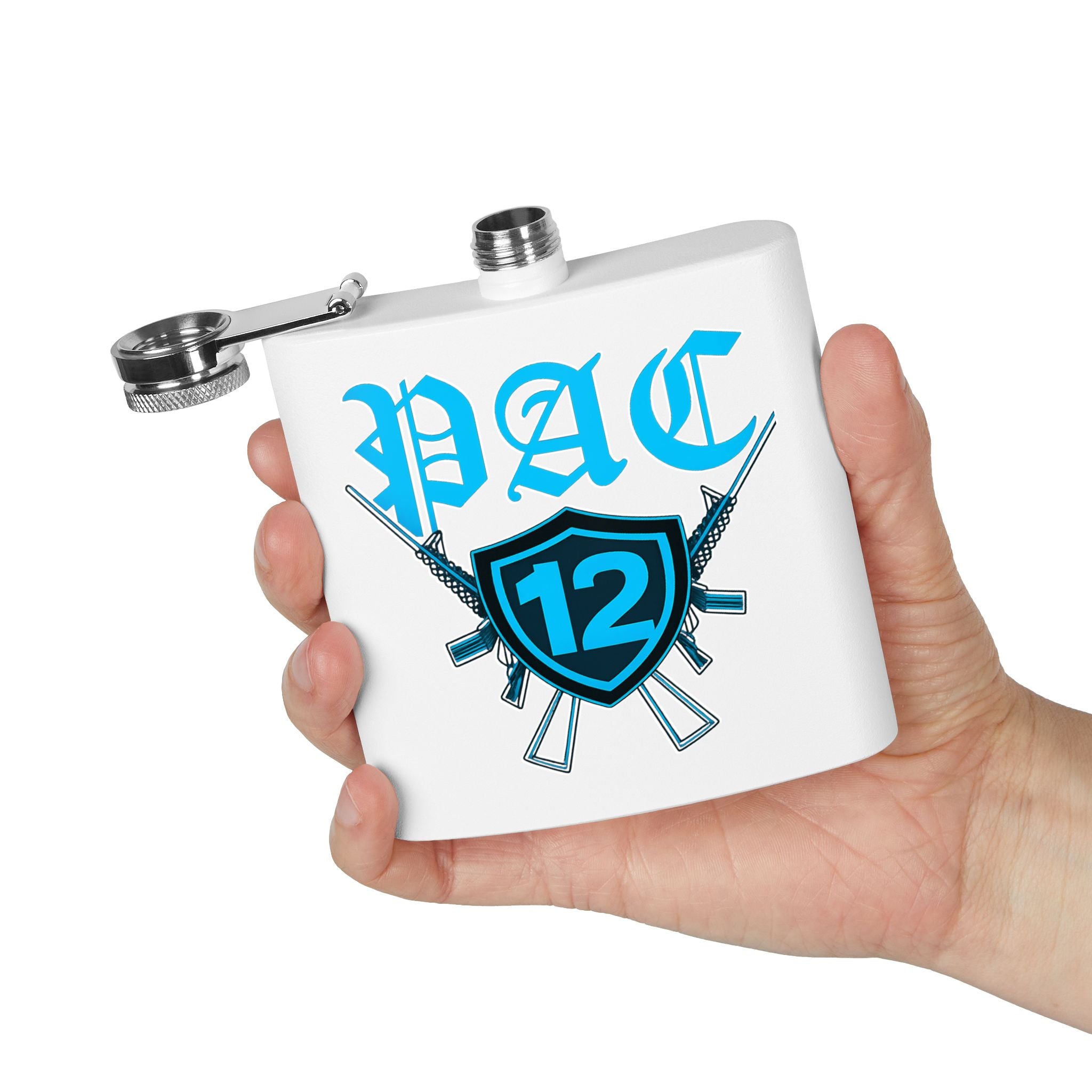 Personalized PAC 12 Stainless Steel Flask, 6oz - Perfect for Celebrations, Gifts, Tailgating, and Outdoor Adventures