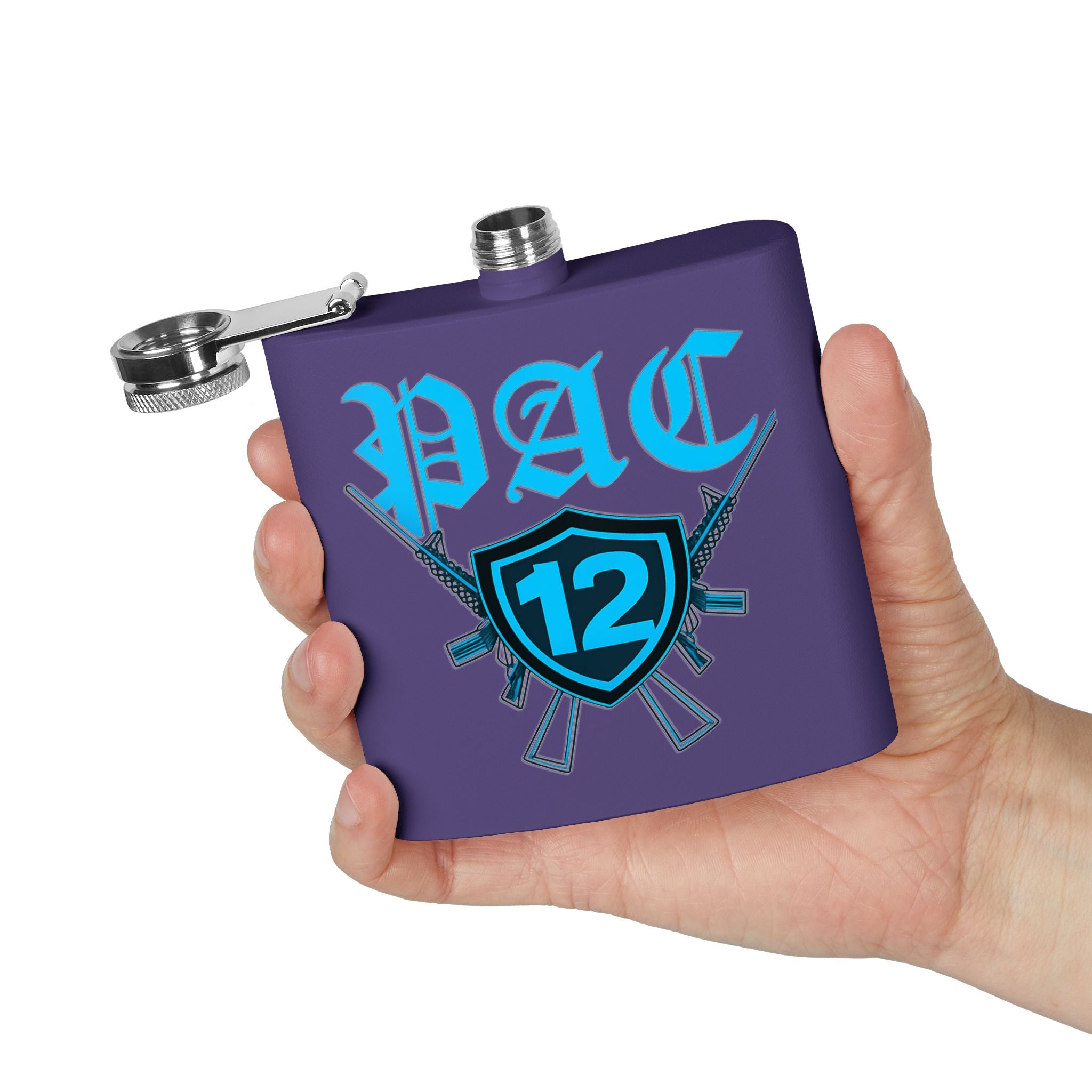 Personalized PAC 12 Stainless Steel Flask, 6oz - Perfect for Celebrations, Gifts, Tailgating, and Outdoor Adventures
