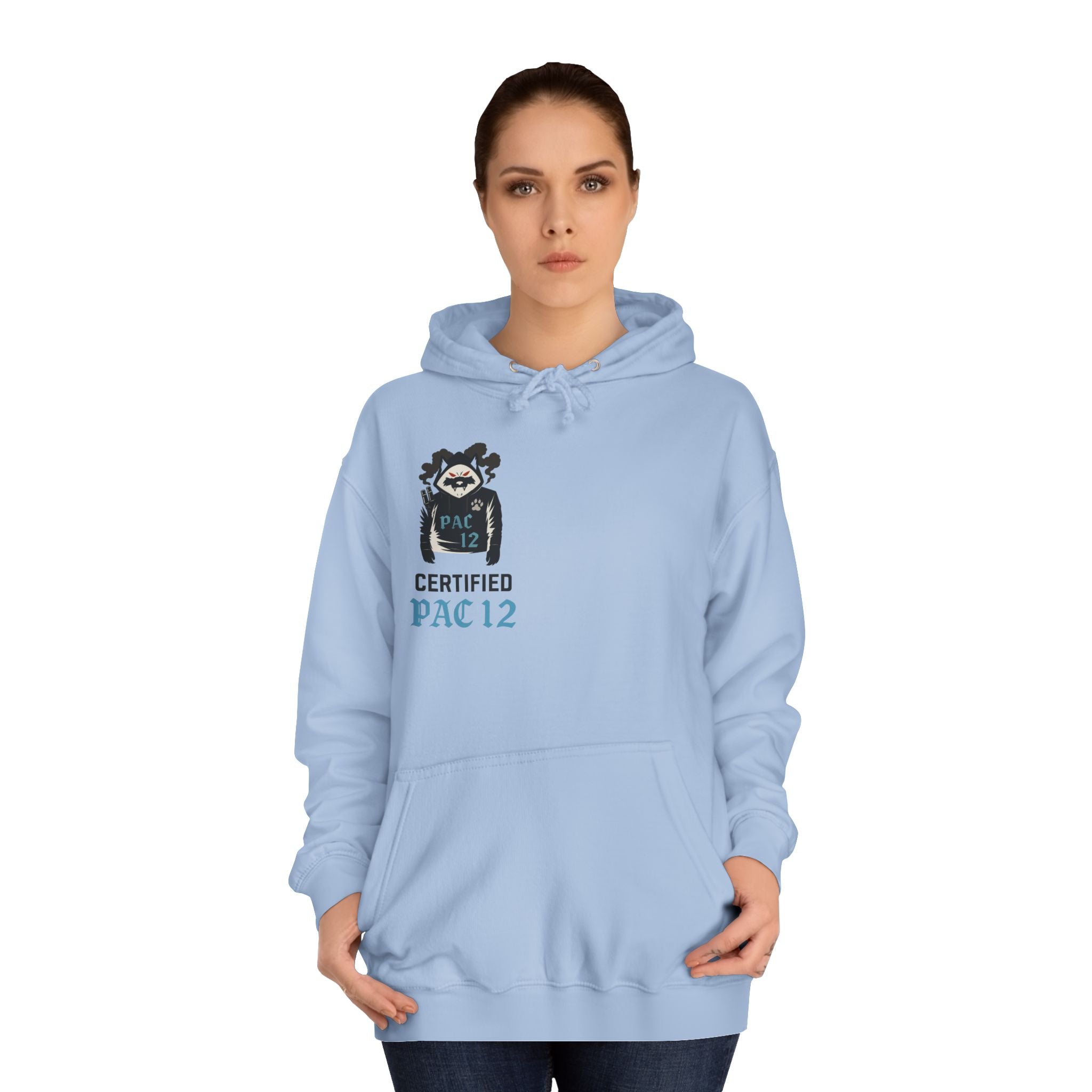 Unisex College Hoodie with Pac 12 Design, Cozy Sweatshirt for College Spirit, Perfect Gift for Students, Campus Wear, Unique Apparel
