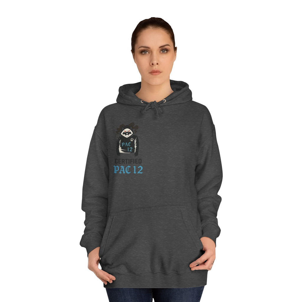 Unisex College Hoodie with Pac 12 Design, Cozy Sweatshirt for College Spirit, Perfect Gift for Students, Campus Wear, Unique Apparel